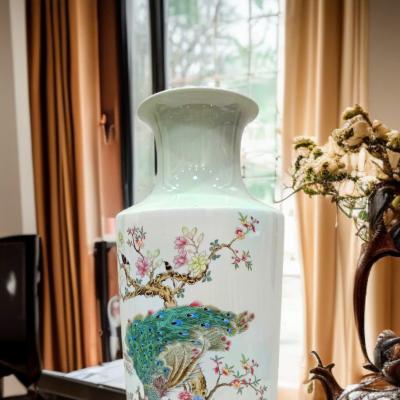 BÌNH SỨ HỌA TIẾT CHIM CÔNG